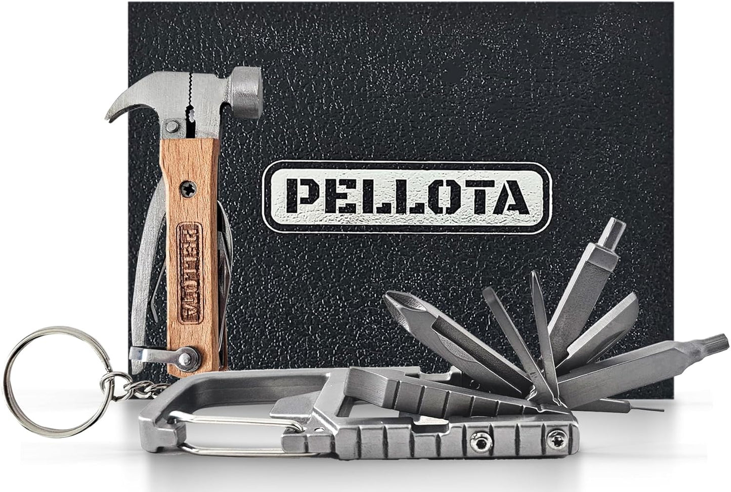 Pellota Multi Tool Prizes [17-in-2] for Adults - Multi Tool for Men, Multitool , Small Hammer, Small Tools, Hammer Multitool, Gifts for Men, Dad, Husband, Camping, Bottle opener, retrieve card pin